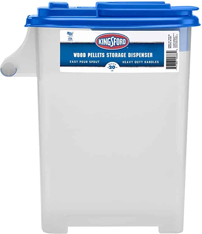 Pellet storage bin with scoop VIPEL